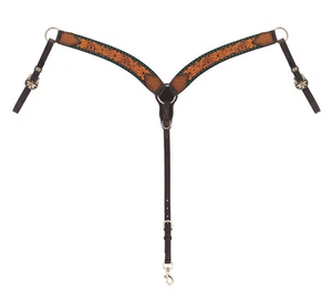 Weaver Leather Turquoise Cross Floral Buckstitch Breast Collar, 45108-01-30 - Picture 1 of 1
