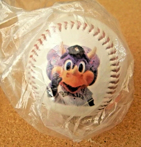 Colorado Rockies Dinger mascot baseball ball 1995 white Return to Site Cover