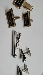 SET 2 PAIRS SWANK CUFFLINKS AND TWO MATCHING TIE TACS - Picture 1 of 9