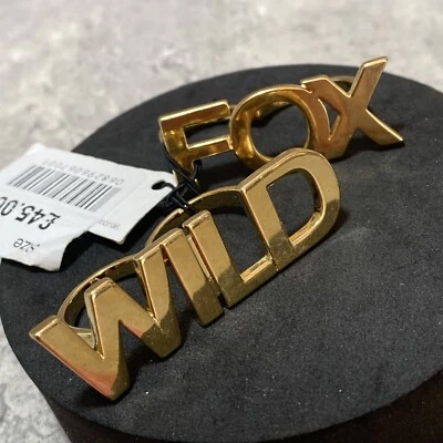 WILD FOX Spell Out Double Costume Ring Size Gold Tone Kitsch NWT RRP £45 - Image 1 of 4