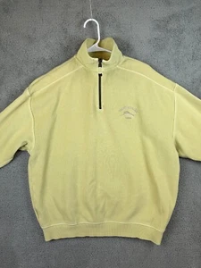 Vintage Tommy Bahama Relax 1/4 Zip Sweater Men Sz Med Yellow Pullover Sweatshirt - Picture 1 of 11