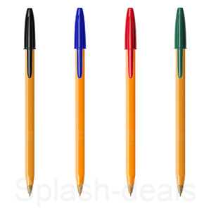 Bic Orange Original Fine Ballpoint Pens - 0.8mm Fine Biro - Black Red Blue Green