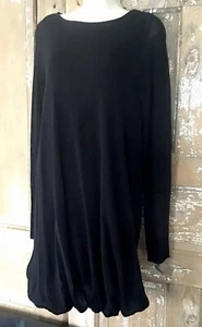 Sarah Pacini Italy Dress Black One Size Bubble Hem Sheer Lined Knee Length - Picture 1 of 10