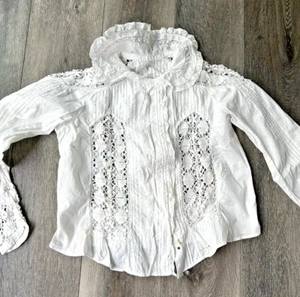 Vintage weiße Bluse Biesenpasse Häkelspitze Cutouts (*50) - Bild 1 von 12