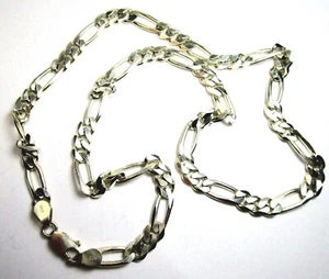 SOLID 925 ST. SILVER, 22" HEAVY CURB LINK CHAIN NECKLACE - Picture 1 of 5