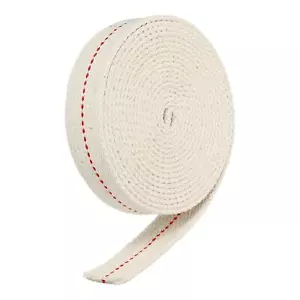 Cotton Oil Lamp Wick 1 Inch Flat Wide 3 Meter/10Ft Long with Red Stitch - Imagen 1 de 5
