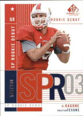 A9638- 2003 SP Game Used Edition #93 Dave Ragone RC /600 Texans Rookie - NM-MT - Image 1 of 2