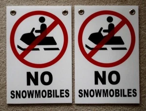 2 NO SNOWMOBILES WITH SYMBOL 8X12 Plastic Coroplast Signs w/Grommets NEW white - Bild 1 von 1