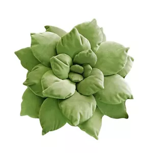 3D 17" Green Succulent Pillow | Hand-Stitched Flower Pillow for Bedroom, Livi... - Picture 1 of 7