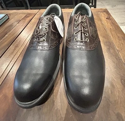 FootJoy DryJoys Golf Shoes - US 8.5 Wide Black W/Brown Brand New NIB - Image 1 of 4