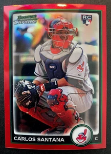 2010 Bowman Chrome Red Refractor CARLOS SANTANA RC #214 SP SSP /5  RARE! - Picture 1 of 3
