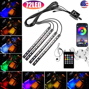 4x 72 LED RGB USB Car Interior Floor Atmosphere Light Strips Remote control US - Foto 1 di 14