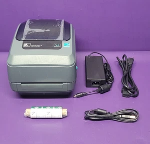 New Zebra Thermal Transfer Label Printer GX420t GX42-102410-000 w/ Power Supply - Afbeelding 1 van 8