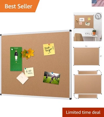Versatile 48x36 Inch Wall Mount Cork Bulletin Board with Easy Installation - Image 1 of 4