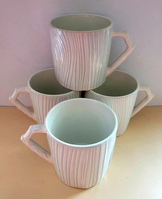 4 tazas Martha Stewart imitación bois madera grano blanco gres 15 oz aptas para microondas Foto 1 de 4