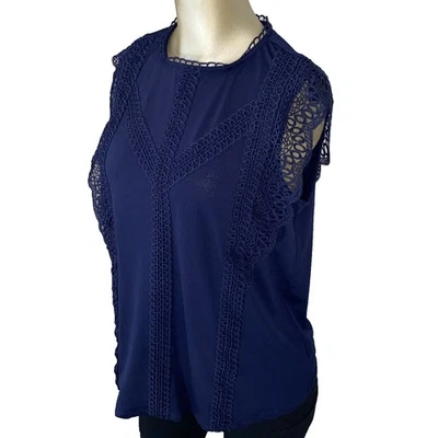 Кабель и калибр короткий рукав темно-синий верхний большой кружевной деловой повседневный - Изображение 1 из 4