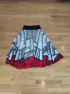 Vtg Anne Klein Silk Skirt Women Petite M Geometric Pleated Flare Flowy M58 - Picture 1 of 6