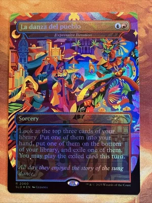 MTG Rainbow Foil Borderless La danza del pueblo - Expressive Iteration Rare!! - Image 1 of 2