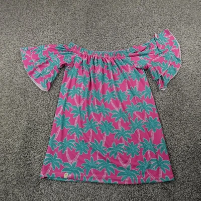 Просто Southern рубашка женщин M розовый пальма дерево с плеча Summer Beach тропический - Изображение 1 из 4