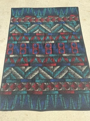 Biederlak Blanket MCM Style Geometric Vintage Throw Twin Size Jewel Tones WARM - Image 1 of 4