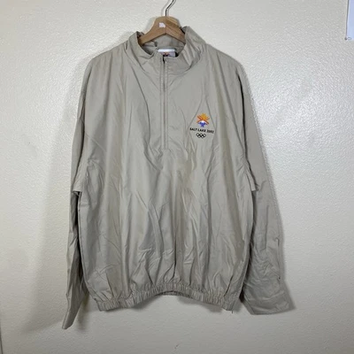 Cortavientos vintage nuevo con etiquetas 2002 Salt Lake City Olympics media cremallera beige para hombre XL Foto 1 de 4