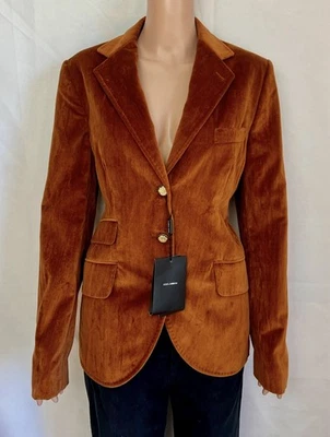Blazer de terciopelo para mujer Dolce & Gabbana naranja quemado talla europea 48 talla mediana de EE. UU. de colección Foto 1 de 4
