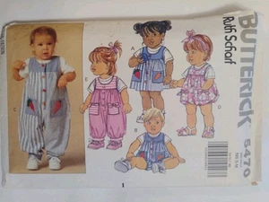 Jumpsuit Dress Romper Top Girls Boys NB S M Butterick 5470 Sewing Pattern Cut - Picture 1 of 11