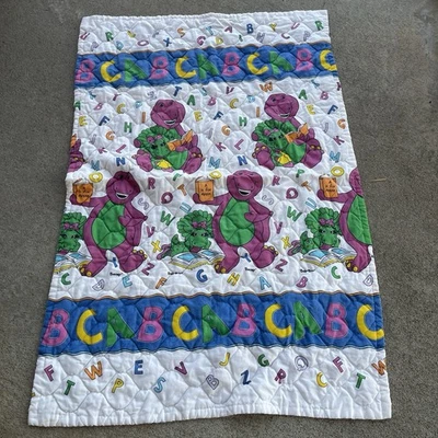 Manta Barney ABC de colección The Lyons Group 1993 EE. UU. Cama para niños pequeños Cuna Edredón Foto 1 de 3