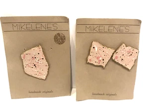 VTG Mikelene's Jewelry Totally 80s Earrings and Pin Set Plaster Handpainted - Picture 1 of 4