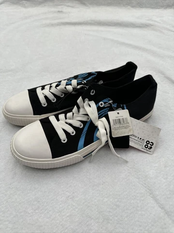 FOCO CAROLINA PANTHERS Glitter Women SHOES 10 BIG LOGO LOW TOP CHUCK STYLE BLACK Cover