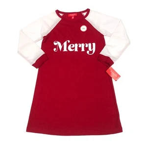Macy's Family PJs Kids Size S 6-7 'Merry' Christmas Pajama Top Red - Picture 1 of 11