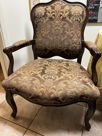 French Style Floral Upholstered Arm Accent Chair 39"H x 32"W Brown with Pillow Cover