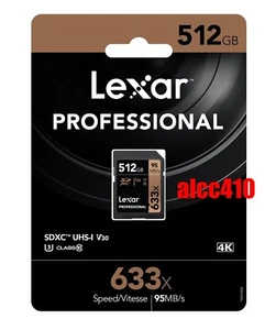 Lexar Professional 512GB SD SDXC 633x Memory Card UHS-1 95MB/s U3 4K Extreme AU - Picture 1 of 1