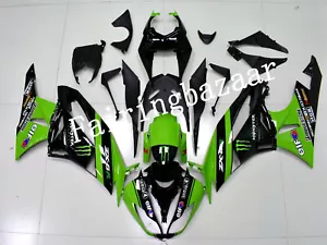 Fit for ZX6R 2009-2012 Green Black ABS Injection Mold Bodywork Fairing Kit - Foto 1 di 6