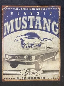 CLASSIC FORD MUSTANG Retro Tin Sign Metal Plaque Car Garage Man Cave - Picture 1 of 3