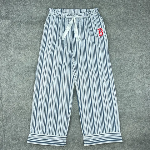 Boston Red Sox Pants Womens Medium Blue Striped Sleepwear Pajama Drawstring MLB Cover