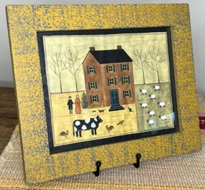 Hetherly Hale Signed Theorem Watercolor Farmhouse Scene 12 X 10 Spongeware Frame - Picture 1 of 4