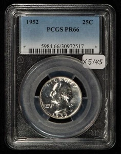 1952 25c Silver Washington Quarter Proof - Error Stk Thru - PCGS PR 66 - X5145 - Picture 1 of 8