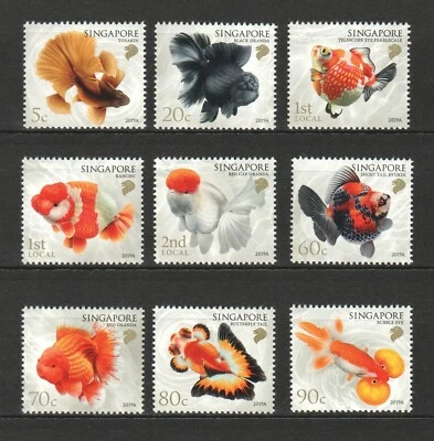 SINGAPORE 2019 GOLDFISH COMP. SET OF 9 STAMPS IN MINT MNH UNUSED CONDITION - Image 1 of 4