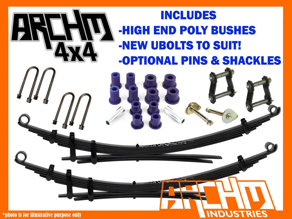 RAISED ARCHM4X4 2 INCH LEAF SPRINGS / BUSHES & UBOLTS FOR FORD COURIER 1987-2006 - image 1 of 1
