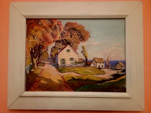 Pintura al óleo paisaje impresionista 1946 de colección original 18x22 R Gibeault o GIBEAUTT - Imagen 1 de 13