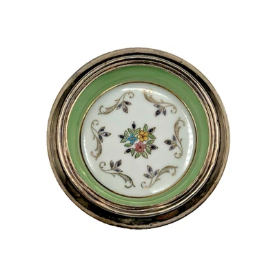 复古 Hunt-Hallmark 手绘过山车饰品盘纯银覆盖边 — 第 1/4 张图片