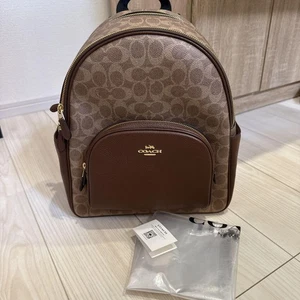 COACH Logo Pattern Backpack Coated Canvas Brown - Picture 1 of 11