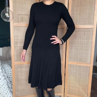 Ralph Lauren Negro Cachemir Manga Larga Suéter Vestido Etiqueta Azul Italiano Talla Sm Foto 1 de 4