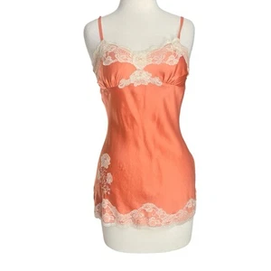 Vintage Express Silk Peach Lace Nightie Slip Sz XS Women’s Y2K - Picture 1 of 12