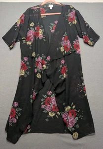 Lularoe Shirley Women's Kimono Size Small Sheer Black With Floral Fit Sz 00-8 - Picture 1 of 5