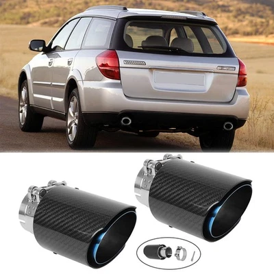 For Subaru Outback Dual 2.5" inlet 3.5" Outlet Exhaust Tip Clamp-on Carbon Fiber - Image 1 of 4
