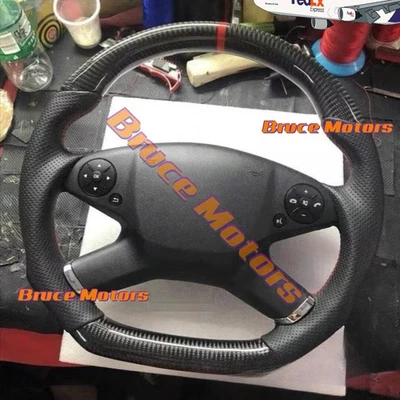 Volante de fibra de carbono real PARA MERCEDES-BENZ W221 S65 AMG CL550 W212 E350 Foto 1 de 4