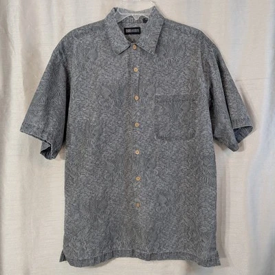 Camisa Hawaiana Para Hombre Mediana (38-40) Gris Floral Jacquard Abotonada Manga Corta Foto 1 de 4