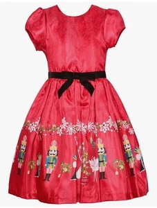 Bonnie Jean Big Girls Red Nutcracker Black Velvet Sash Christmas Dress Size 12 - Picture 1 of 6